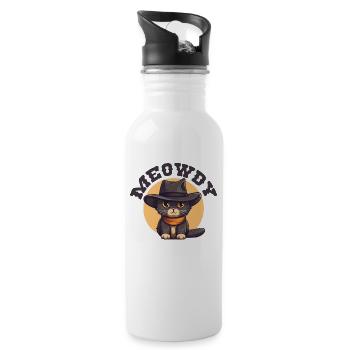 Meowdy Howdy Katze Cowboyhut süße Katzen - Trinkflasche mit integriertem Trinkhalm - Weiß - Rechts