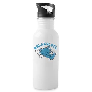 Relaxolotl Axolotl lovers sweet animals relax - Water bottle with straw - white - Right