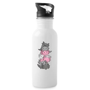 Demigirl Flag Gay Pride LGBTQ Axolotl - Water bottle with straw - white - Right