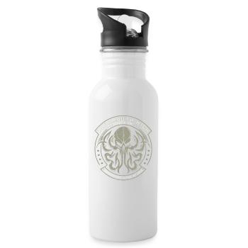 Cthulhu Innsmouth High School Logo, Cosmic Horror - Trinkflasche mit integriertem Trinkhalm - Weiß - Rechts