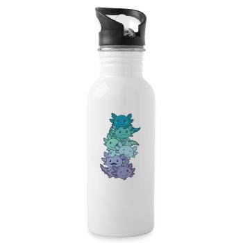 Neptunic Flag Pride LGBTQ süßer Axolotl Stapel - Trinkflasche mit integriertem Trinkhalm - Weiß - Rechts