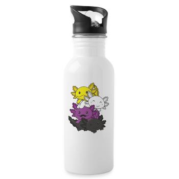 Nonbinary Flag Pride LGBTQ Mignon Axolotl Pile - Gourde avec paille intégrée - blanc - Droite