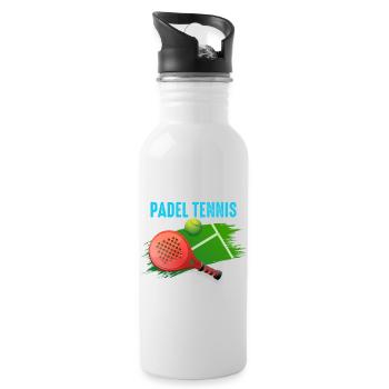 Padel Ich spiele lieber Padel-Tennis - Trinkflasche mit integriertem Trinkhalm - Weiß - Rechts
