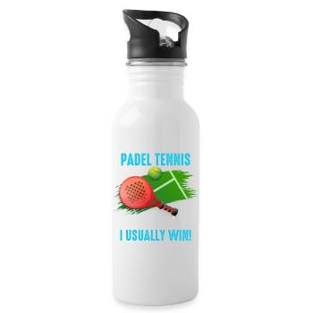 Padel Ich spiele nicht immer Padel-Tennis - Trinkflasche mit integriertem Trinkhalm - Weiß - Rechts