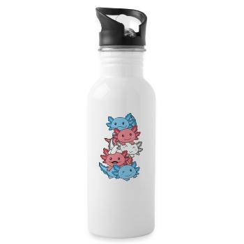 Transgender Flag Pride LGBTQ süßer Axolotl Stapel - Trinkflasche mit integriertem Trinkhalm - Weiß - Rechts