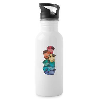 Regenbogen Flag Pride LGBTQ süßer Kuh Stapel - Trinkflasche mit integriertem Trinkhalm - Weiß - Rechts