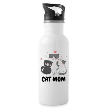 Chat Maman Chats Cœurs Chat Amour - Gourde avec paille intégrée - blanc - Droite