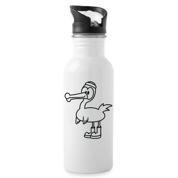 Anti-Zoo Two - Trinkflasche mit integriertem Trinkhalm - Weiß - Rechts