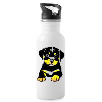 Rottweiler Chien Rottweiler Puppy Puppy Dogs - Gourde avec paille intégrée - blanc - Droite