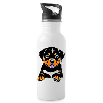 Dog puppy dog Rottweiler dogs Rottweiler puppy - Water bottle with straw - white - Right