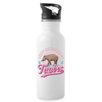 Easily distracted by Tapirs - Trinkflasche mit integriertem Trinkhalm - Weiß - Rechts