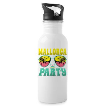 Mallorca Party Crew - Trinkflasche mit integriertem Trinkhalm - Weiß - Rechts