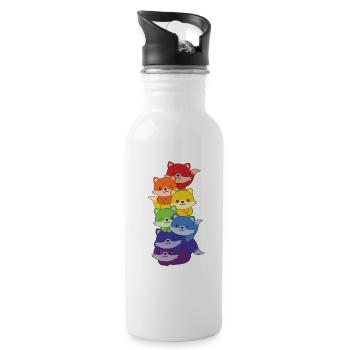 Regenbogen Flag Pride LGBTQ süßer Einhorn Stapel - Trinkflasche mit integriertem Trinkhalm - Weiß - Rechts