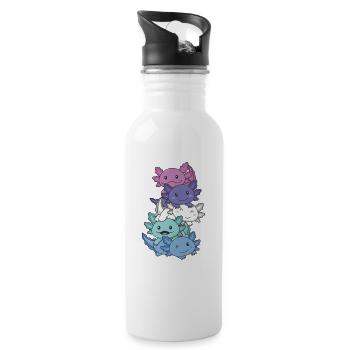 Spectrasexuell Flag Pride LGBTQ süßer Axolotl - Trinkflasche mit integriertem Trinkhalm - Weiß - Rechts