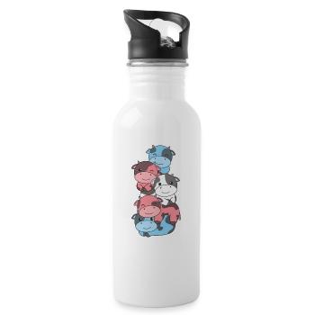 Transgender Flag Pride LGBTQ süßer Einhorn Stapel - Trinkflasche mit integriertem Trinkhalm - Weiß - Rechts