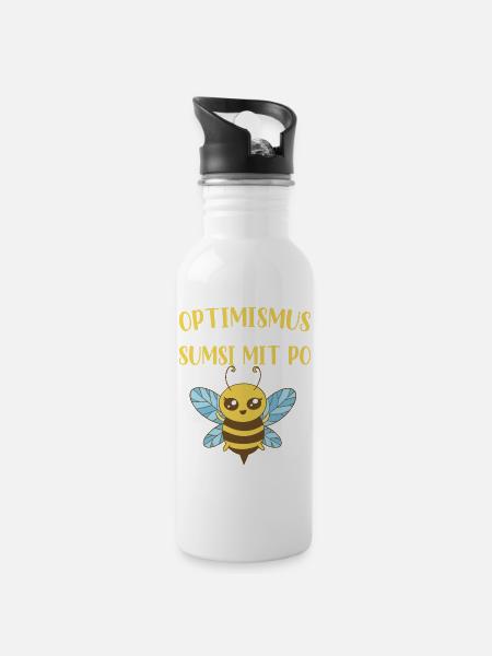 Optimismus Sumsi mit Po - Trinkflasche mit integriertem Trinkhalm - Weiß