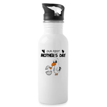 Muttertag - erster Muttertag Geschenk - Trinkflasche mit integriertem Trinkhalm - Weiß - Rechts