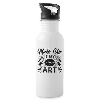 Make Up Is My Art Loves Cosmetics Makeup Artists - Trinkflasche mit integriertem Trinkhalm - Weiß - Rechts