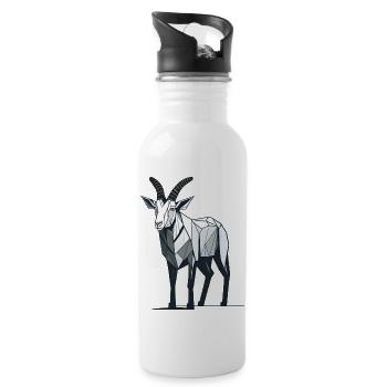 Minimalistische Ziege - Trinkflasche mit integriertem Trinkhalm - Weiß - Rechts