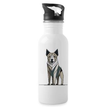 Minimalistic Dog - Water bottle with straw - white - Right