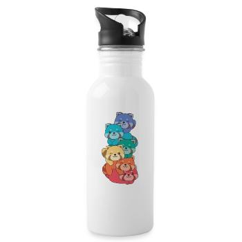 Rainbow Flag Pride LGBTQ Cute Red Panda - Water bottle with straw - white - Right
