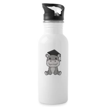 Enfants de la maternelle cloué Hippo Graduation - Gourde avec paille intégrée - blanc - Droite