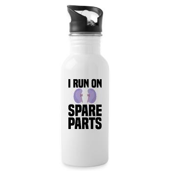 Kidney Transplant Cancer Disease Awareness - Water bottle with straw - white - Right