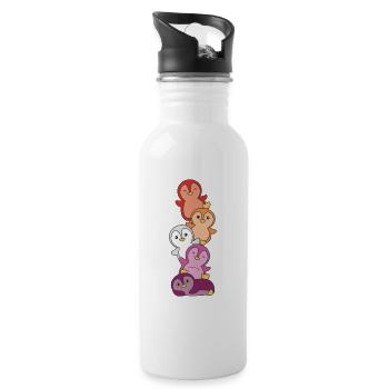 Lesbian Flag Pride LGBTQ Cute Penguin - Water bottle with straw - white - Right