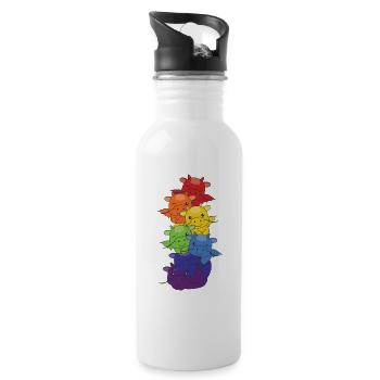 Regenbogen Drache süße bunte Drache für Kinder - Trinkflasche mit integriertem Trinkhalm - Weiß - Rechts