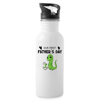 Father's Day - First Father's Day Gift - Water bottle with straw - white - Right