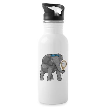 Raquette de tennis d’éléphant - Gourde avec paille intégrée - blanc - Droite