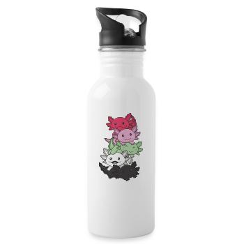 Reciproromantic Flag Pride LGBTQ süßer Axolotl - Trinkflasche mit integriertem Trinkhalm - Weiß - Rechts