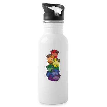 Regenbogen Flag Pride LGBTQ süßer Kuh Stapel - Trinkflasche mit integriertem Trinkhalm - Weiß - Rechts
