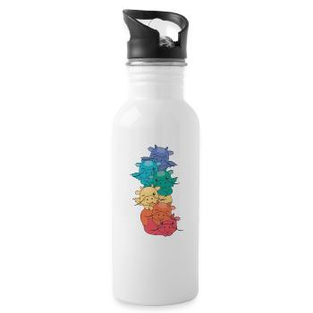 Regenbogen Flag Pride LGBTQ süßer Drache Stapel - Trinkflasche mit integriertem Trinkhalm - Weiß - Rechts
