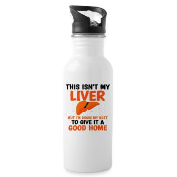I'm doing my best to give it a good home - Trinkflasche mit integriertem Trinkhalm - Weiß - Rechts