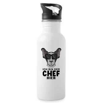 coole Katze - Orientalisch Kurzhaar Katze - Chef - Trinkflasche mit integriertem Trinkhalm - Weiß - Rechts