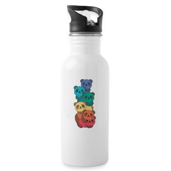 Drapeau arc-en-ciel Pride LGBTQ Mignon Panda Stack - Gourde avec paille intégrée - blanc - Droite