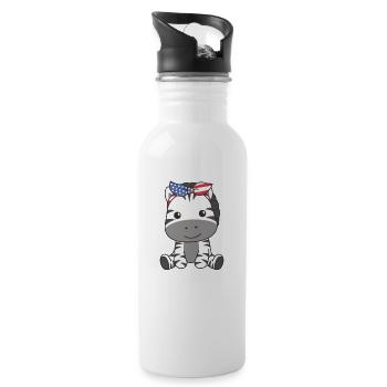 4 juillet American Zebra for Kids USA - Gourde avec paille intégrée - blanc - Droite