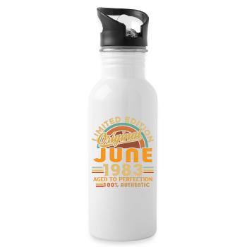 June 1983 Vintage Born in June 1983 Anniversary - Water bottle with straw - white - Right