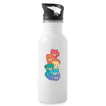 Rainbow Flag Pride LGBTQ Cute Red Panda - Water bottle with straw - white - Right