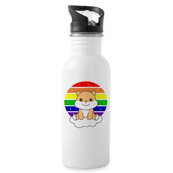 Hamster colorful rainbow for kids cute hamster - Water bottle with straw - white - Right