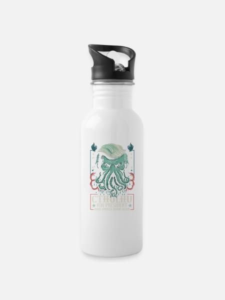 Cthulhu pour le président, élection 2024 horreur cosmique - Gourde avec paille intégrée - blanc