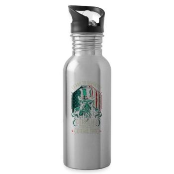 Cthulhu Management Consulting, Funny Cosmic Horror - Trinkflasche mit integriertem Trinkhalm - Lightsilver - Rechts