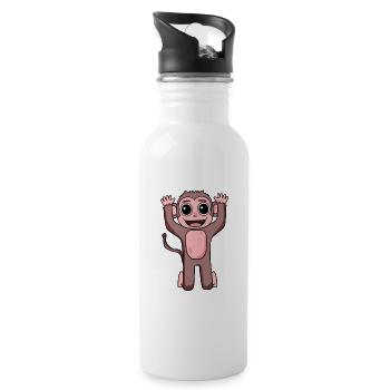 Affe Motiv für Kinder - Trinkflasche mit integriertem Trinkhalm - Weiß - Rechts