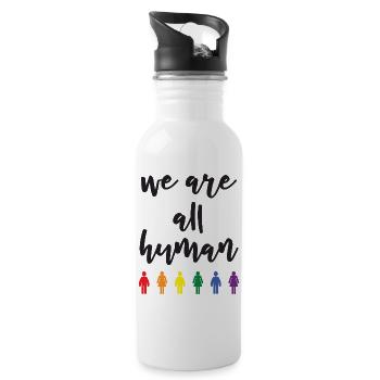 Mois de la fierté - Nous sommes tous humains - Gourde avec paille intégrée - blanc - Droite