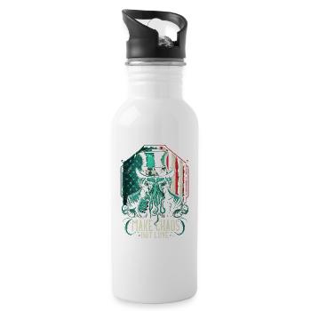 Cthulhu Make Chaos Not Love, Cosmic Horror - Water bottle with straw - white - Right