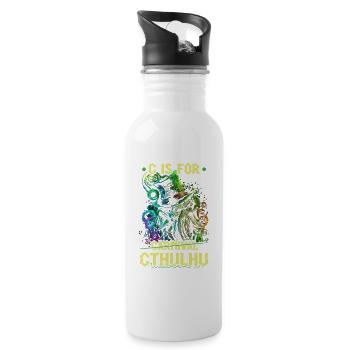 C Is For Cthulhu Carnival Mardi Gras Cosmic Horror - Trinkflasche mit integriertem Trinkhalm - Weiß - Rechts