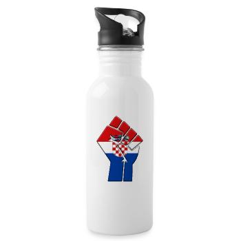 Croatia Flag Croatian Country Pride Native - Water bottle with straw - white - Right