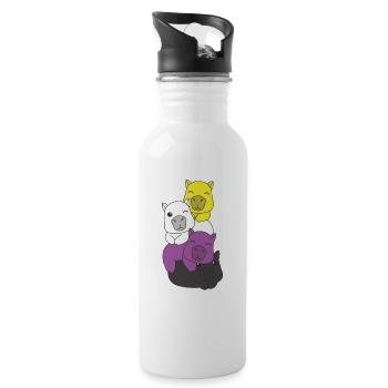 Nonbinary Flag Pride LGBTQ Mignon Capybara Pile - Gourde avec paille intégrée - blanc - Droite