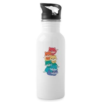 Regenbogen Flag Pride LGBTQ süßer Fuchs Stapel - Trinkflasche mit integriertem Trinkhalm - Weiß - Rechts